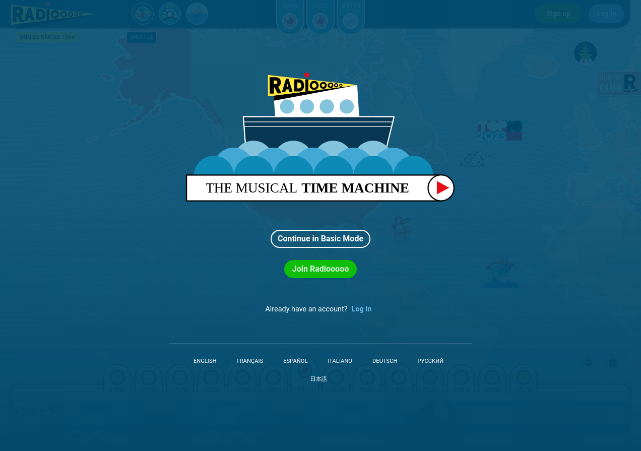 Take a step back in time with Radiooooo. Like the Radio Garden website, you can choose any region in the world and listen to the local airwaves. However, this site gives you a timeline so you can listen to the radio from not just anywhere, but anywhen in time! Have fun listening to 1960s French bops.
