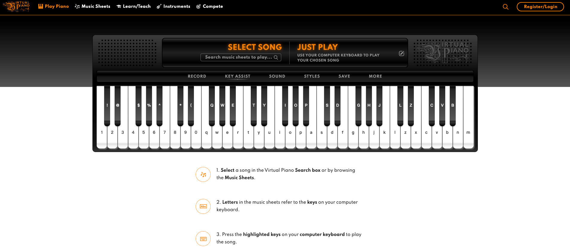 Virtual Piano enables you to play the piano on your computer keyboard, mobile or tablet. Learn to play instantly now. Play Virtual Piano!